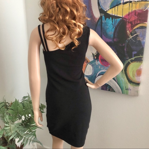 G by Guess Black Knit Ribbed One Shoulder Minidress - Picture 4 of 8